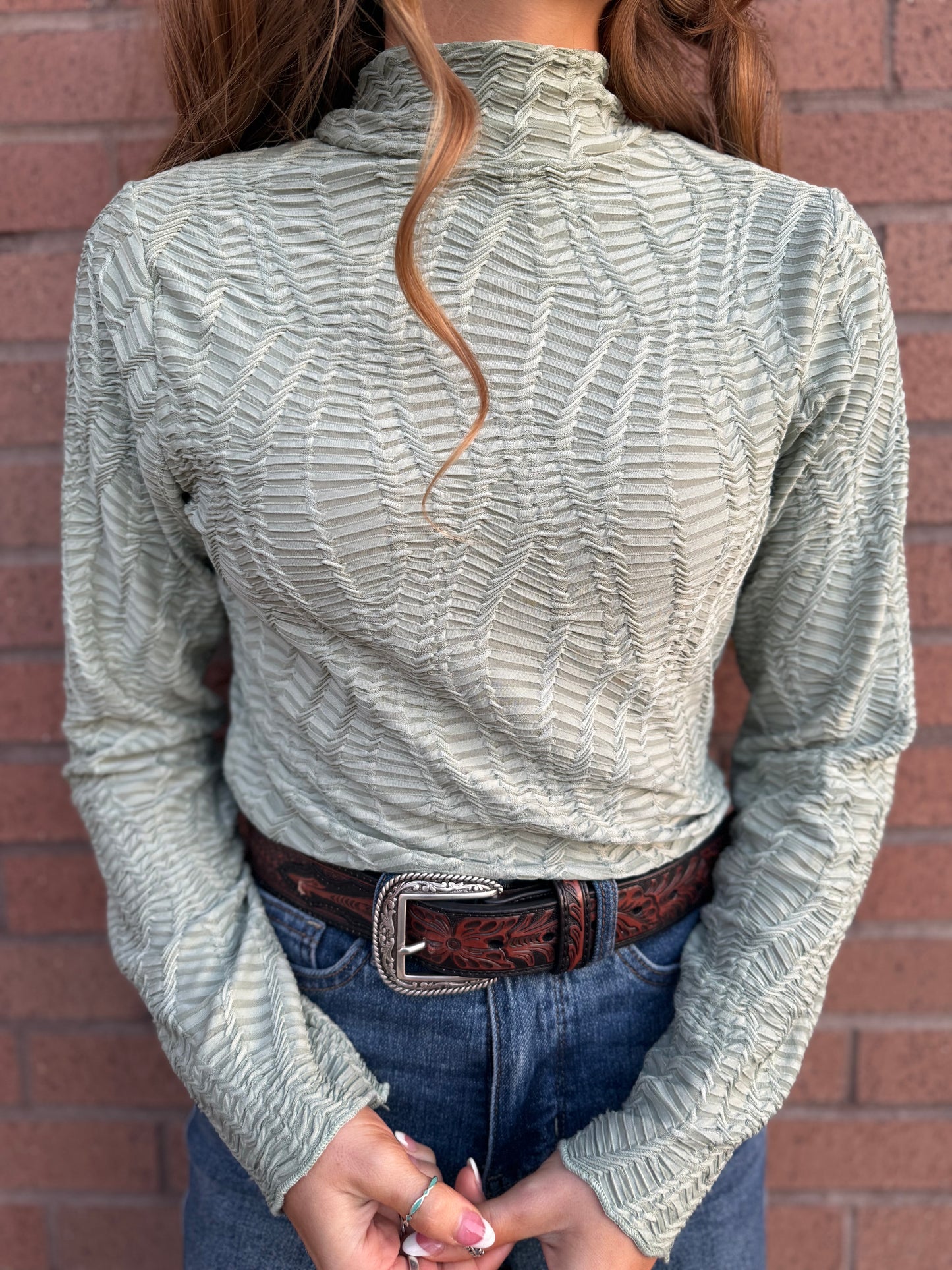 Long sleeve textured top