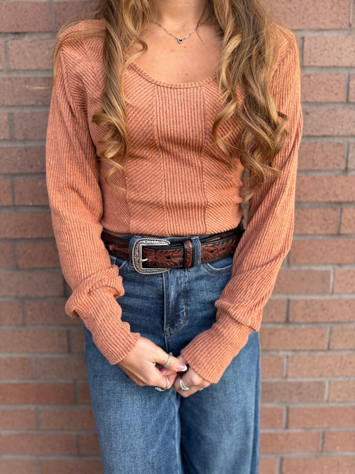 Textured long sleeve orange
