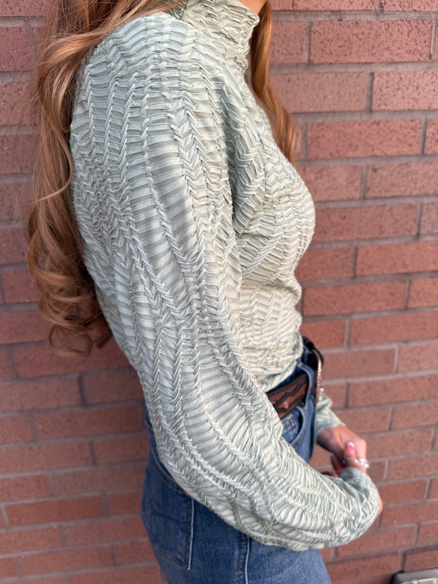 Long sleeve textured top