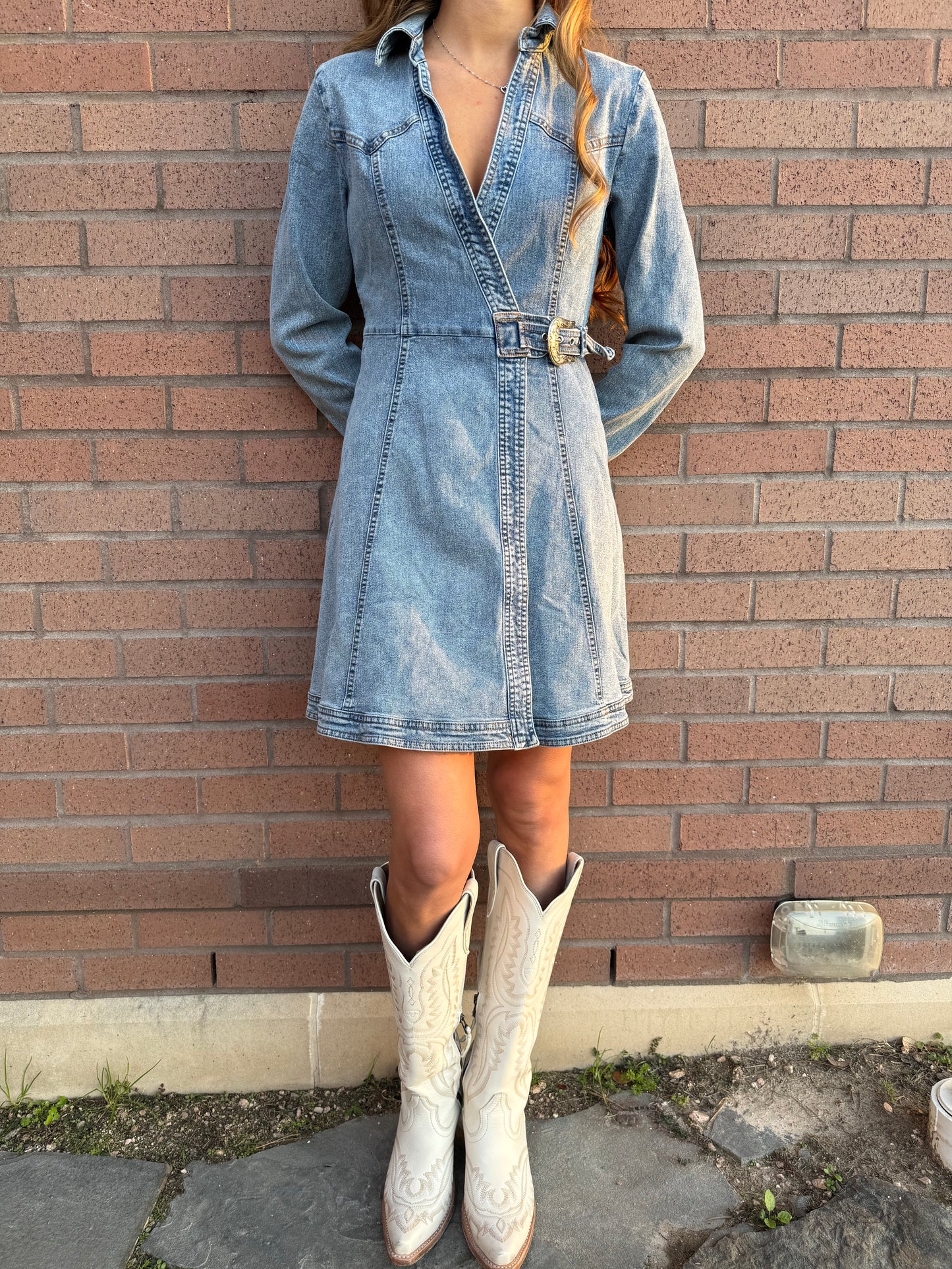 Long sleeve denim dress