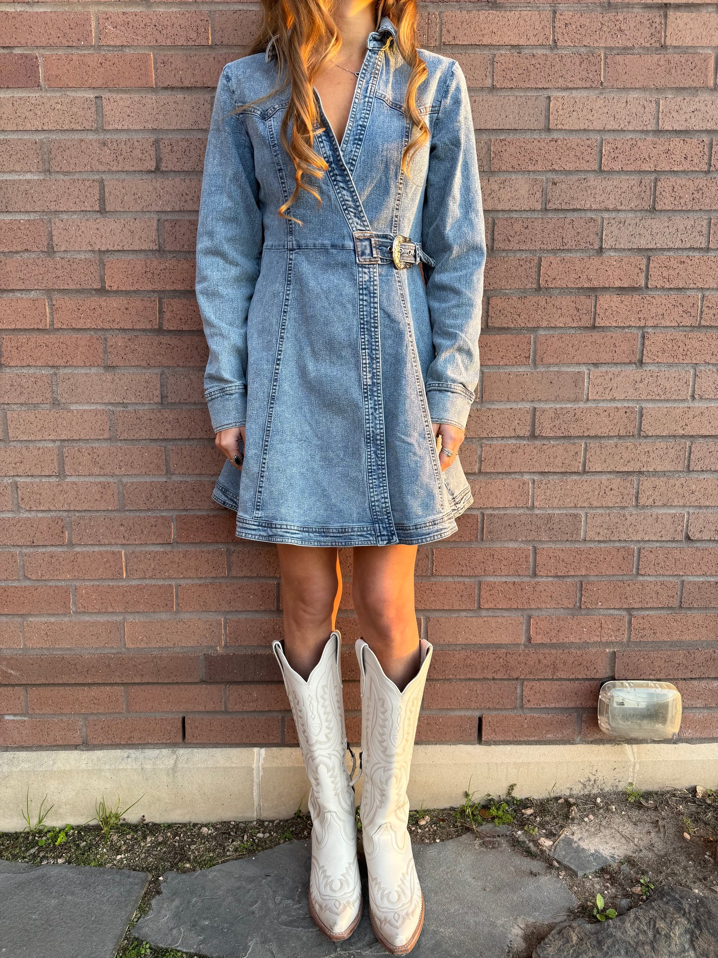 Long sleeve denim dress