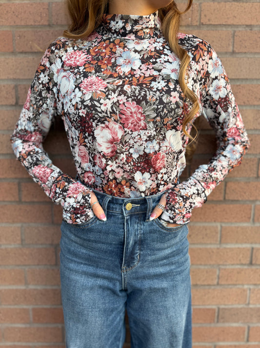 Black floral long sleeve
