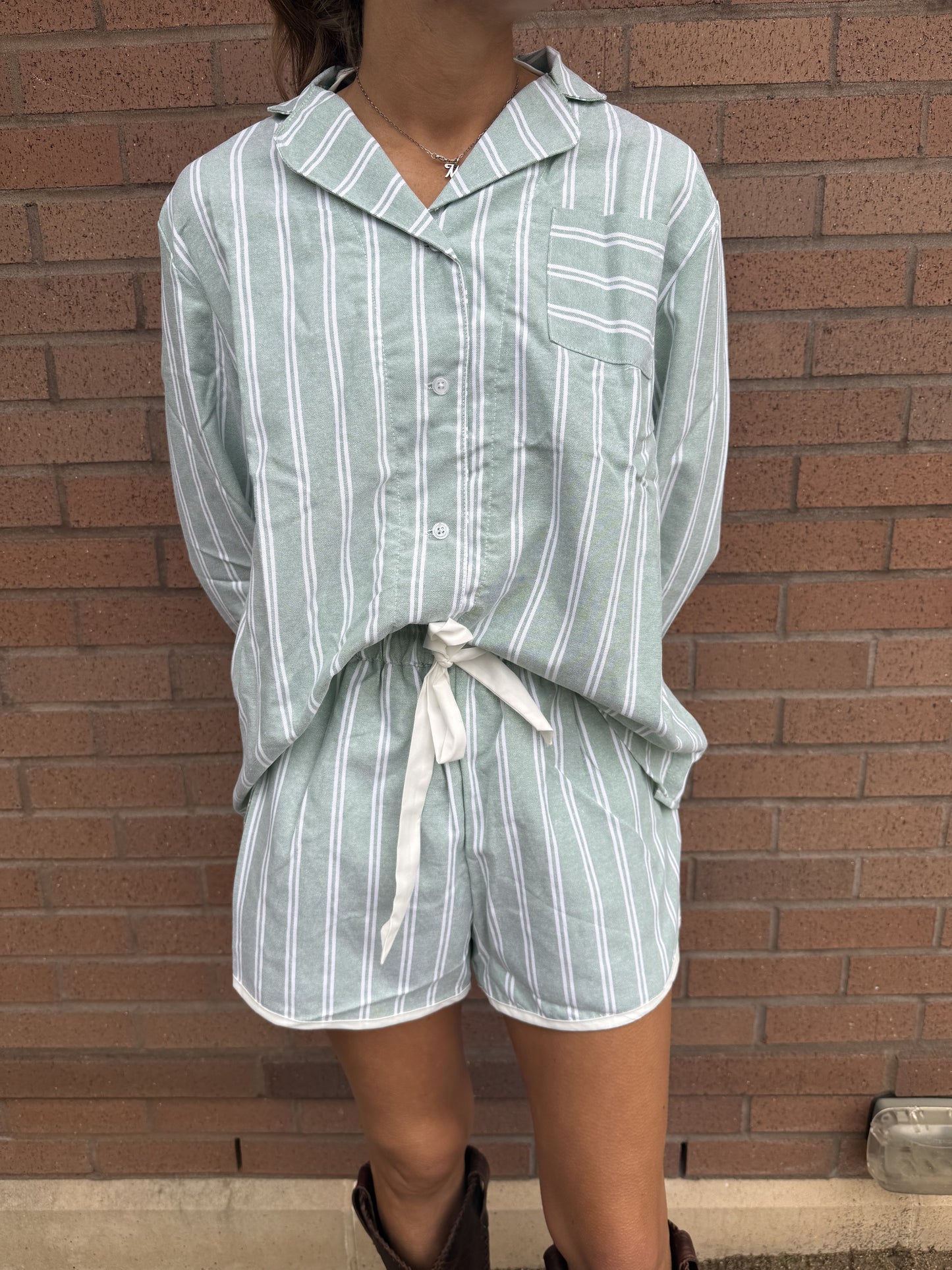 long sleeve striped pj set