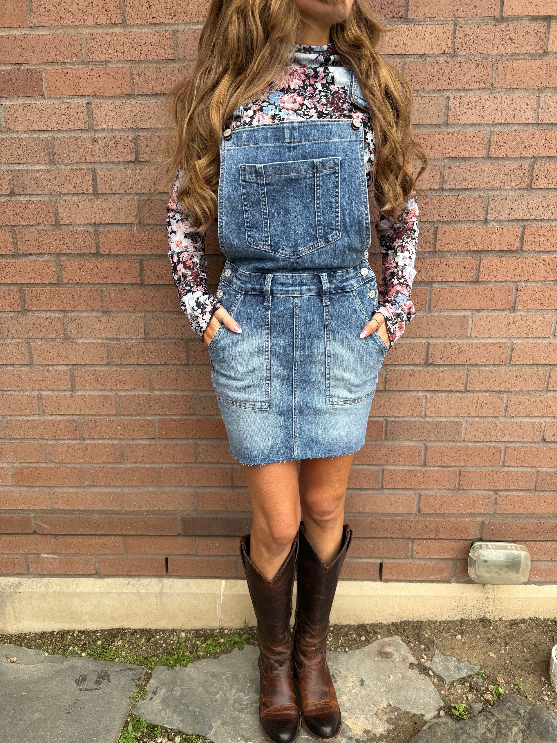 ladies denim overall dress Sleeve Length denim overall dress Sagewood